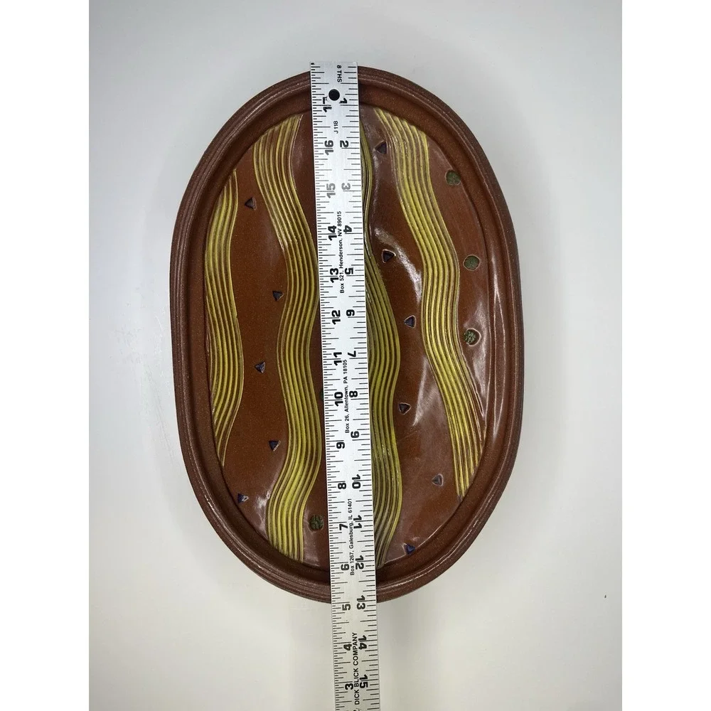 Neil Patterson Studio Pottery Footed‎ Bowl Pattern Sgraffito Stamped Terracotta
